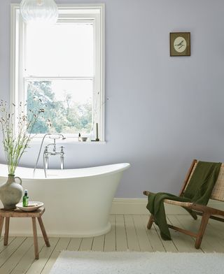 bathroom with lilac walls