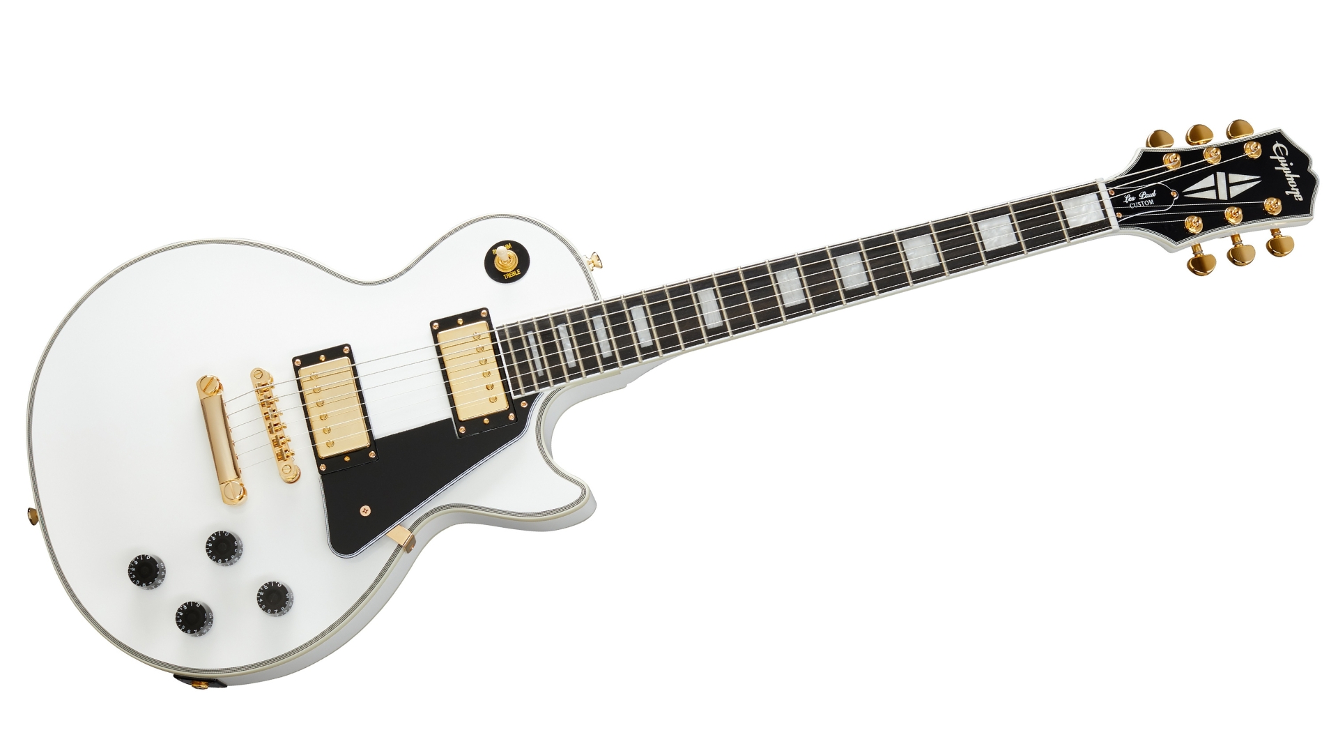 An Epiphone Les Paul Custom electric guitar