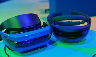The Acer VR headset (left) and HoloLens (right). Credit: Andrew E. Freedman / Tom's Guide