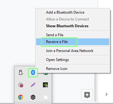 Uso compartido de archivos de Windows 10 Bluetooth