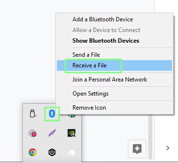 Compartilhamento de arquivos Bluetooth do Windows 10