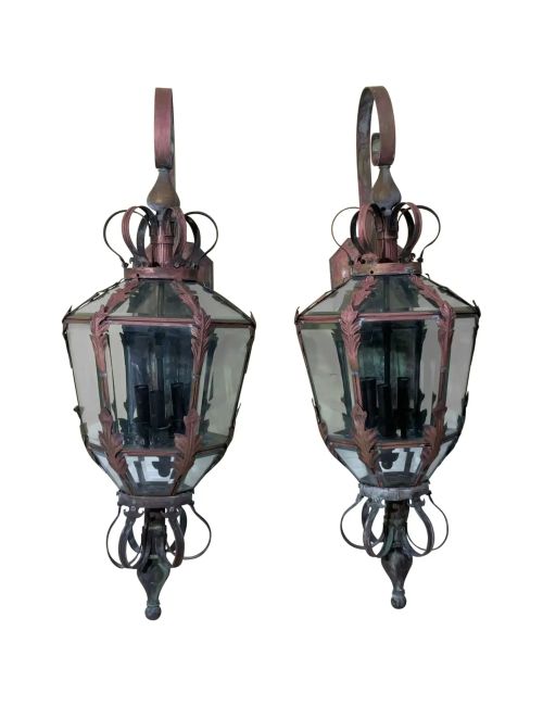 Magnificent Pair of Vintage Brass Lanterns