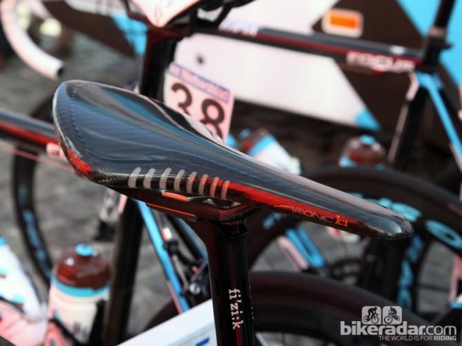 Davide Appollonio (Ag2r-La Mondiale) sits on fi'zi:k's discontinued - but ultralight - Arione k:1 saddle