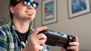 Playing games on the Viture x 8BitDo Ultimate controller while wearing Viture Pro smart glasses