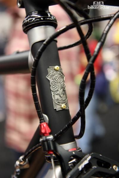 Shamrock Cycles dresses its bikes up with these intricate head tube badges.
