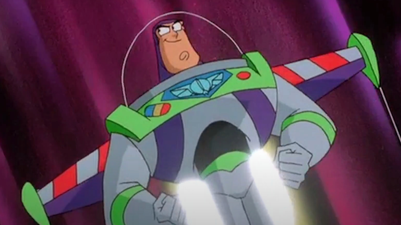 Buzz Lightyear flying in Buzz Lightyear of Star Command: The Adventure Begins
