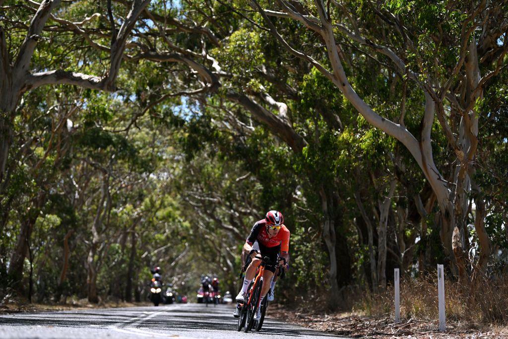 WILLUNGA HILL AUSTRALIA JANUARY 25 Ben Swift of The United Kingdom and Team INEOS Grenadiers competes in the breakaway during the 25th Santos Tour Down Under 2025 Stage 5 a 1457km stage from McLaren Vale to Willunga Hill 371m UCIWT on January 25 2025 in Willunga Hill Australia Photo by Dario BelingheriGetty Images