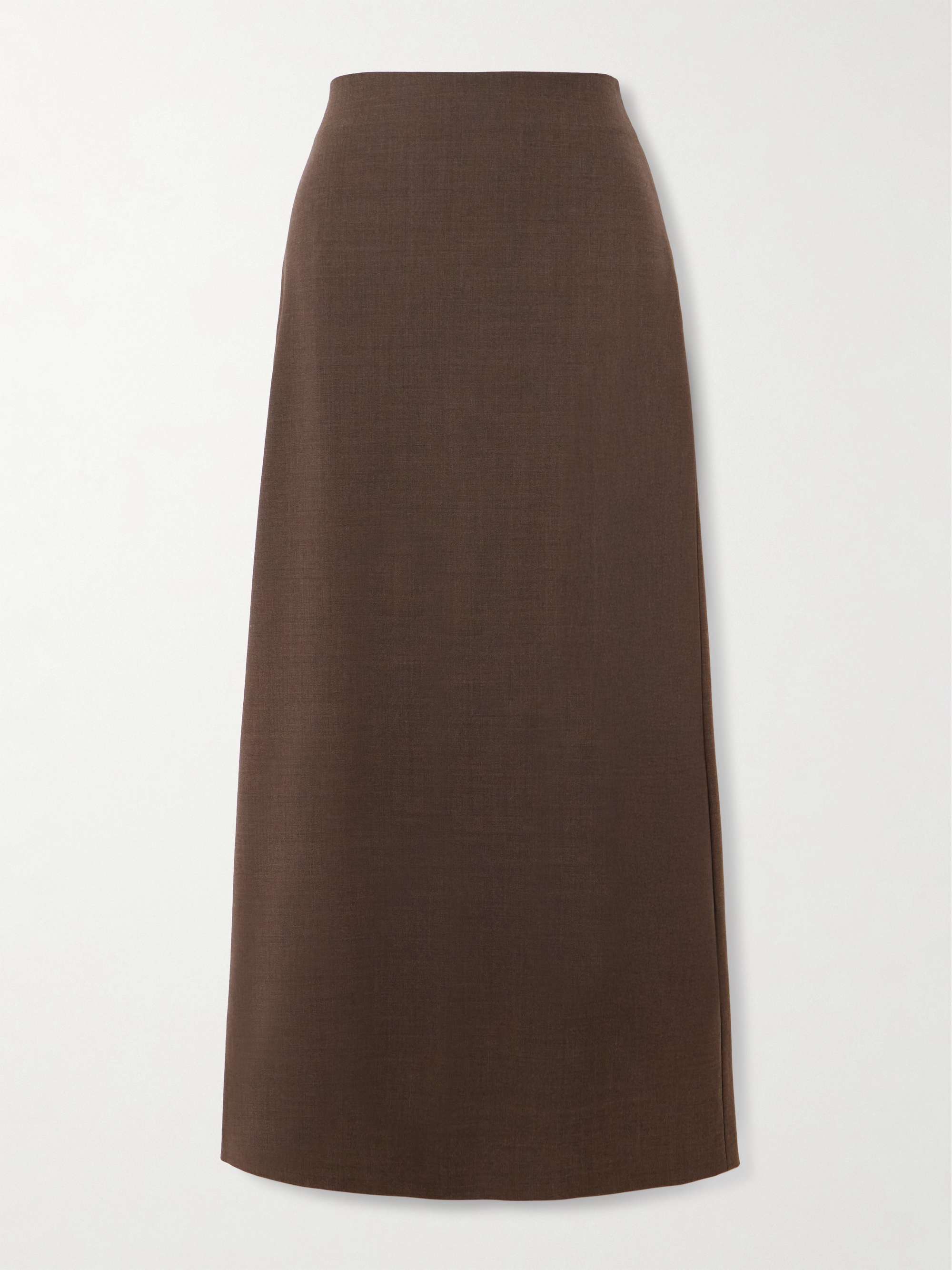 Samos Wool-Blend Twill Midi Skirt