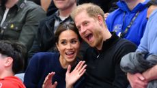 Meghan Markle and Prince Harry attend the wheelchair basketball during day one of the 2025 Invictus Games at the Vancouver Convention Centre on February 09, 2025 