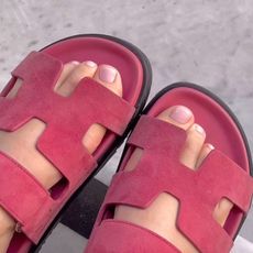 Pink French pedicure