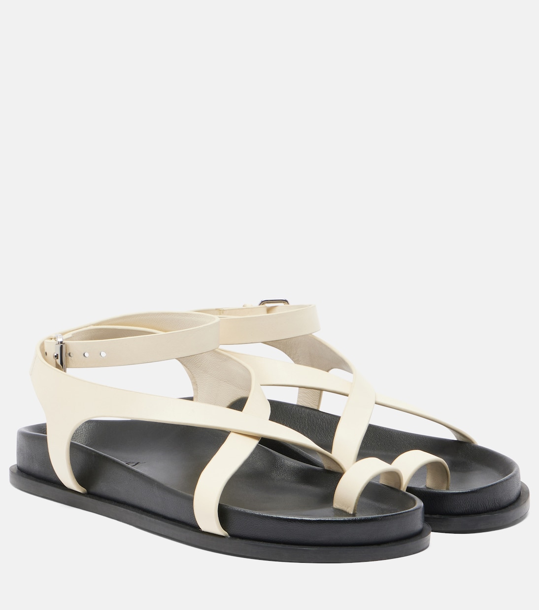 Jalen Leather Sandals in White - a Emery