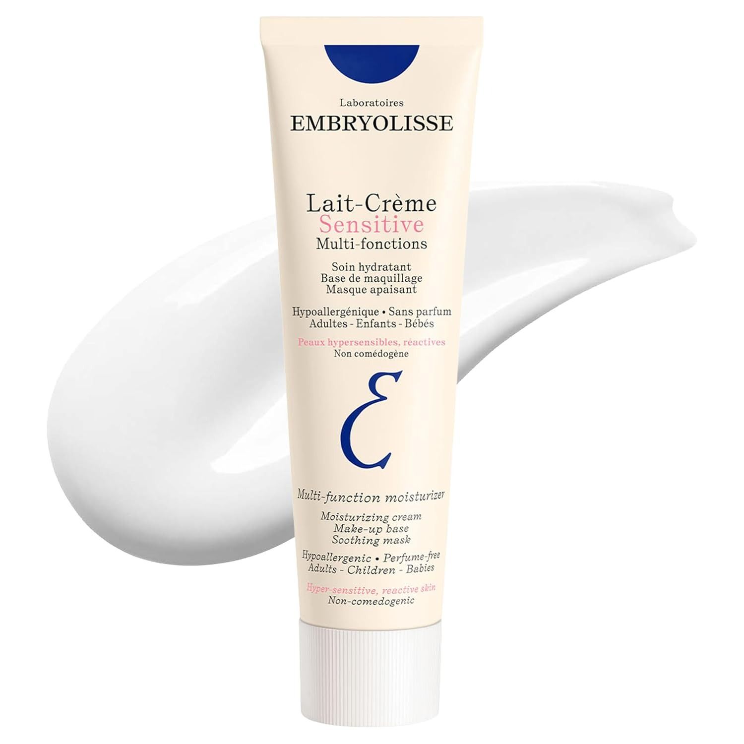 Embryolisse, Embryolisse Lait Crème Sensitive Moisturizer. Hypoallergenic Face & Body Cream for All Skin Types With Aloe Vera & Shea Butter. Fragrance-Free & Suitable for Sensitive Skin, 3.38 Fl Oz