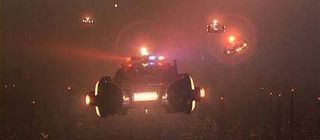 The flying police cars are some of the most iconic images from the sci-fi classic.