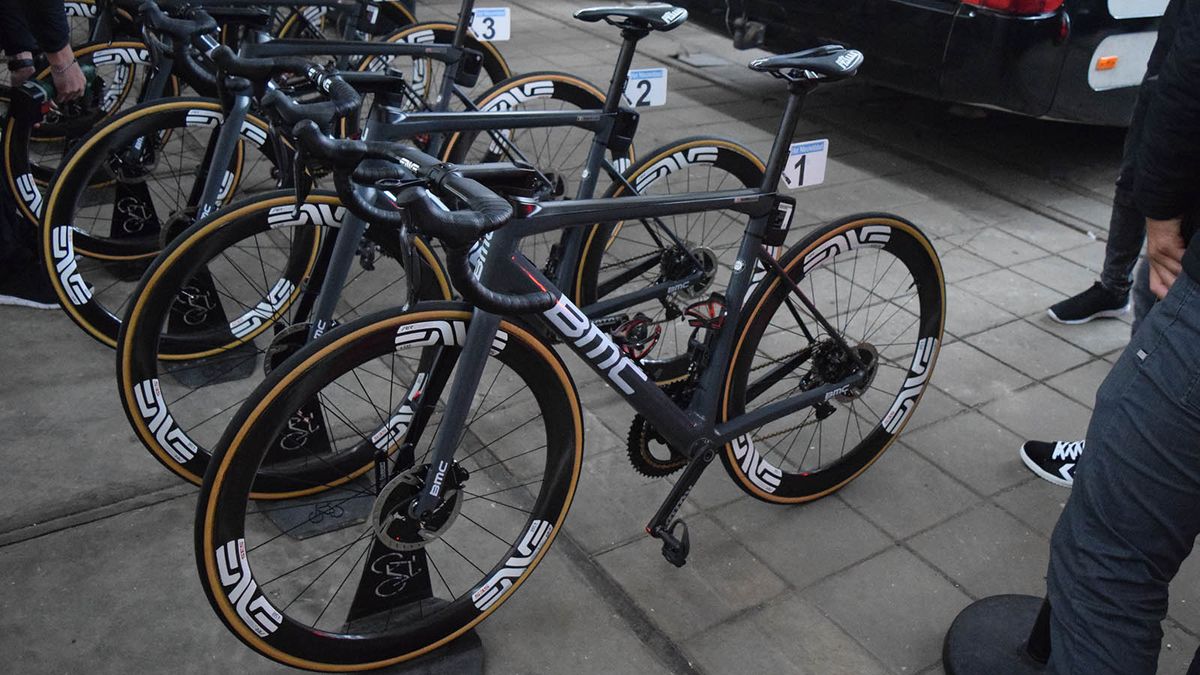 Now racing on a BMC Teammachine for Dimension Data, last year's Omloop winner Michael Valgren had the number 1 for the race