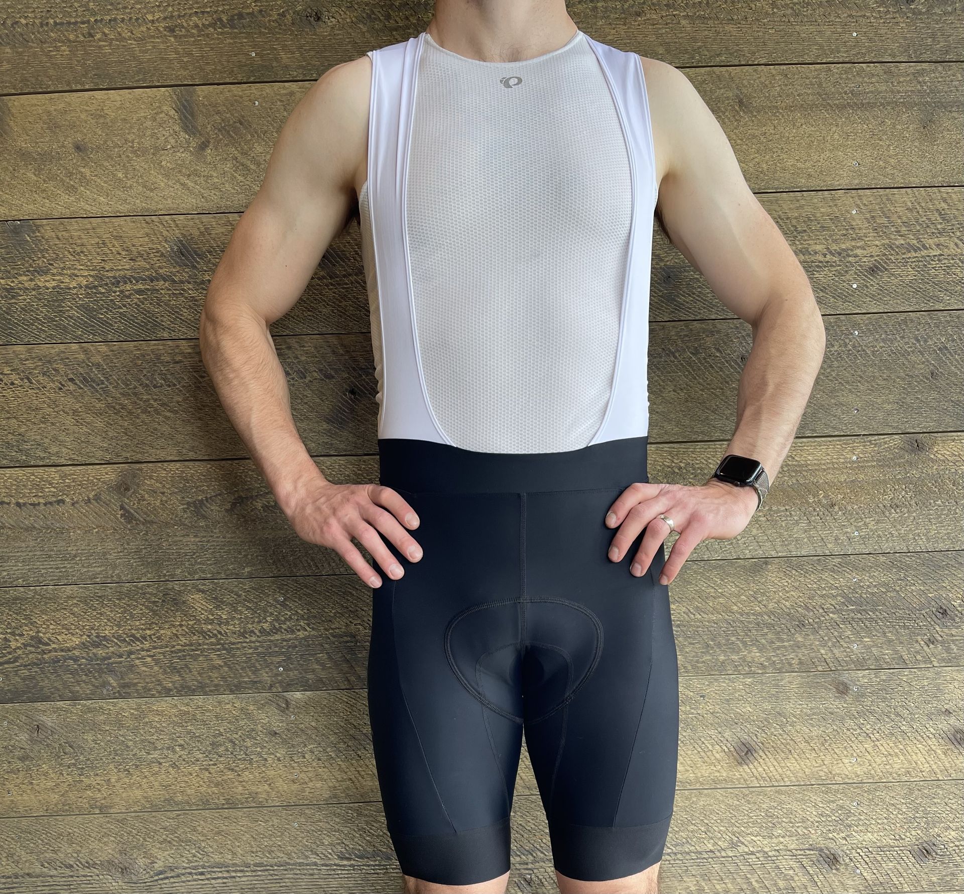 Model wears Rapha Core Bib Shorts