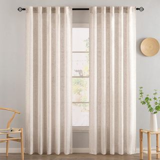 MIULEE Natural White Linen Curtains 84 Inch