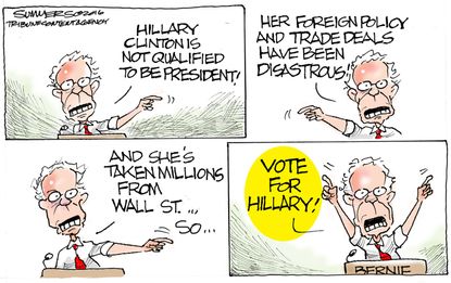 Political cartoon U.S. Bernie change of heart