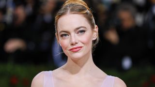 Emma Stone with rosy flush makeup trend 2023