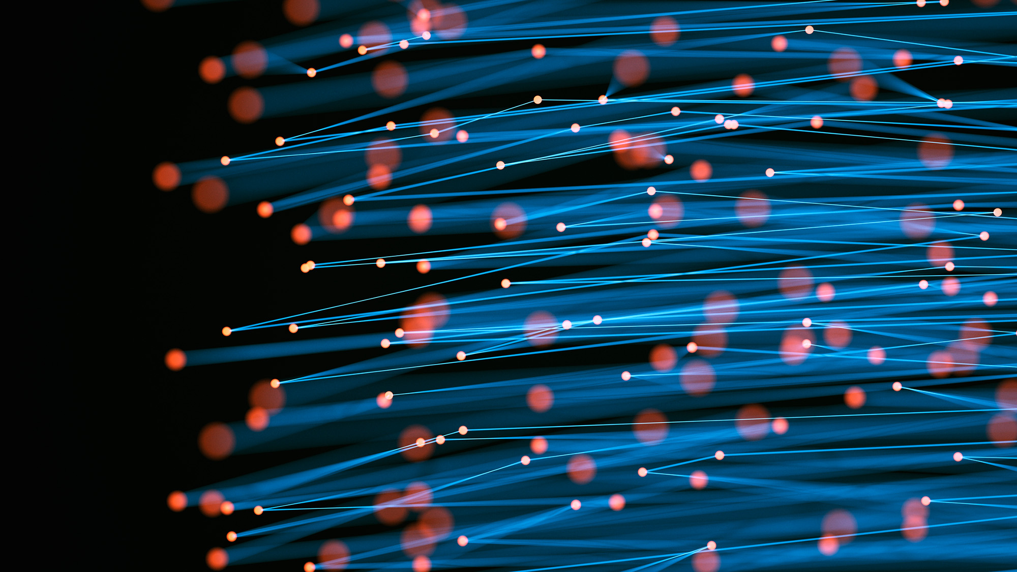 A series of red dots with blue lines coming out of them