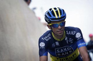 Alberto Contador (Saxo Bank-Tinkoff Bank) returned to competition at the Eneco Tour after serving a doping ban.