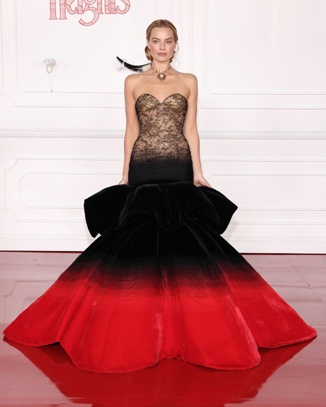 Margot Robbie wears custom Schiaparelli to the Wuthering Heights World Premier