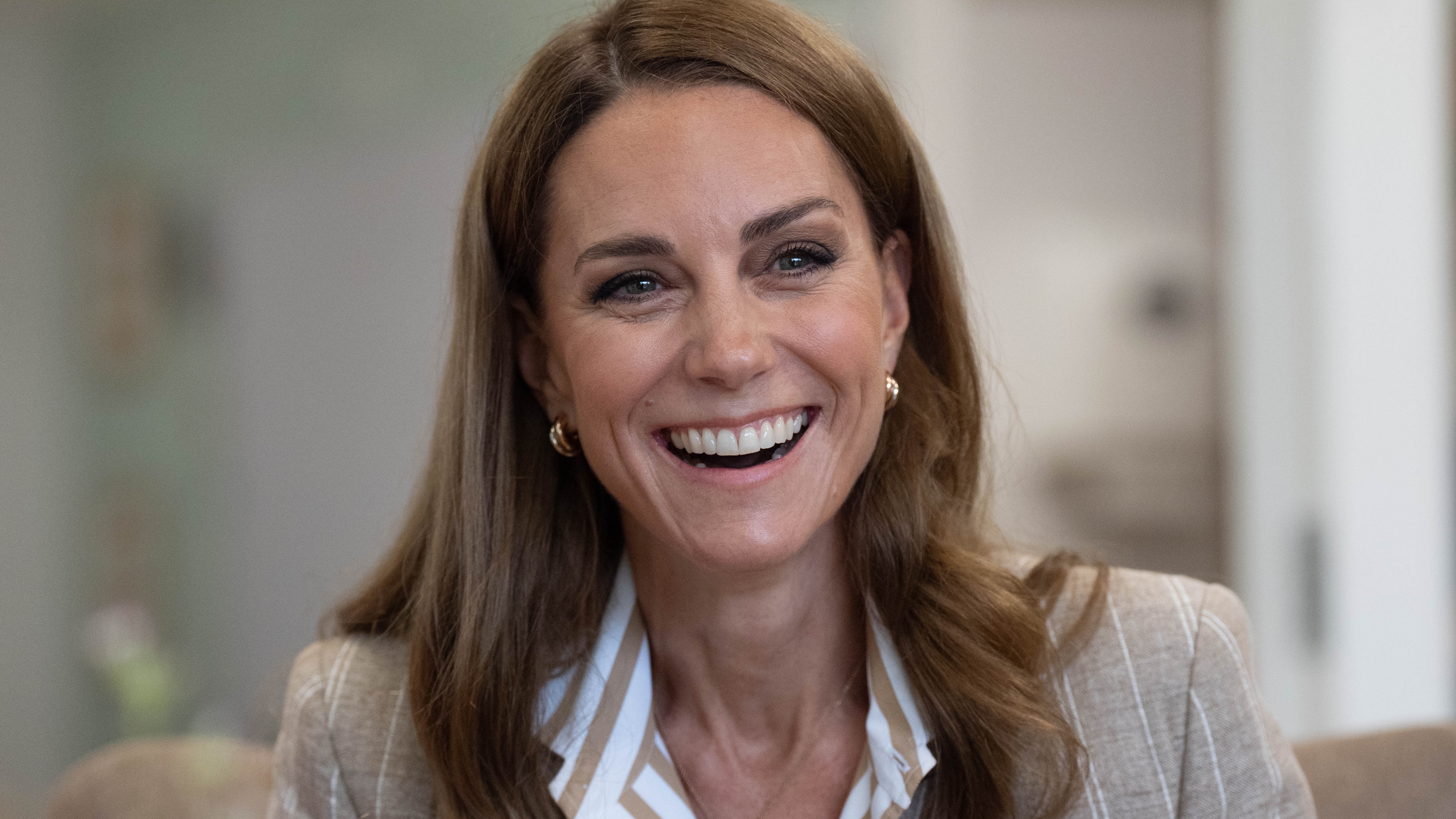 Catherine, Princess of Wales smiles during a visit to the RHS&#039;s Wellbeing Garden at Colchester Hospital on July 2, 2025