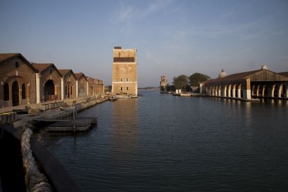 Porta Nuova Tower seen across from the water