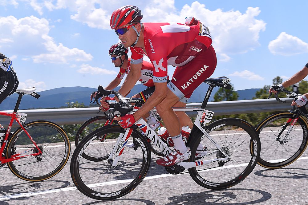 Alexander Kristoff climbs in the mountains during stage 9 at the Tour de France