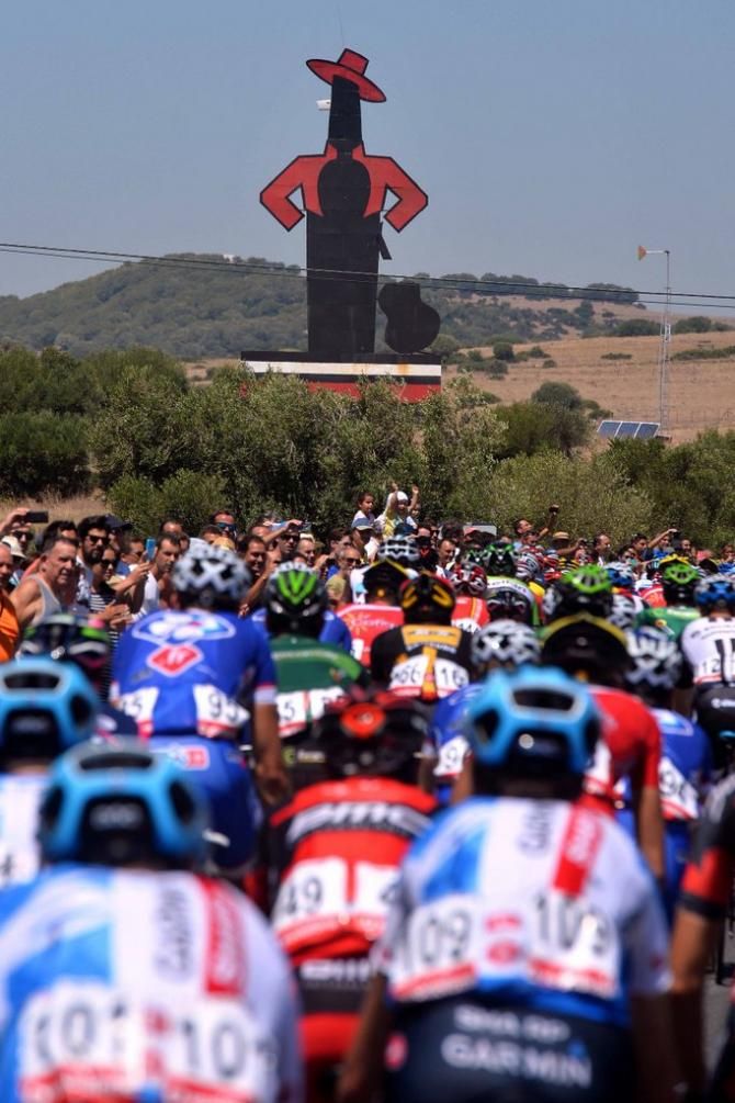 The peloton under Andalusian skies