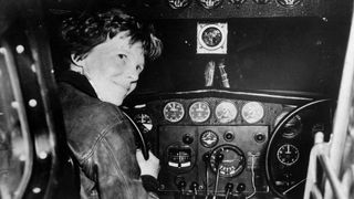 Amelia Earhart is pictured here in 1937, before her last takeoff.