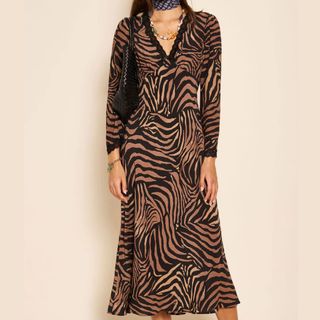 Rixo Tiger Print Midi Dress