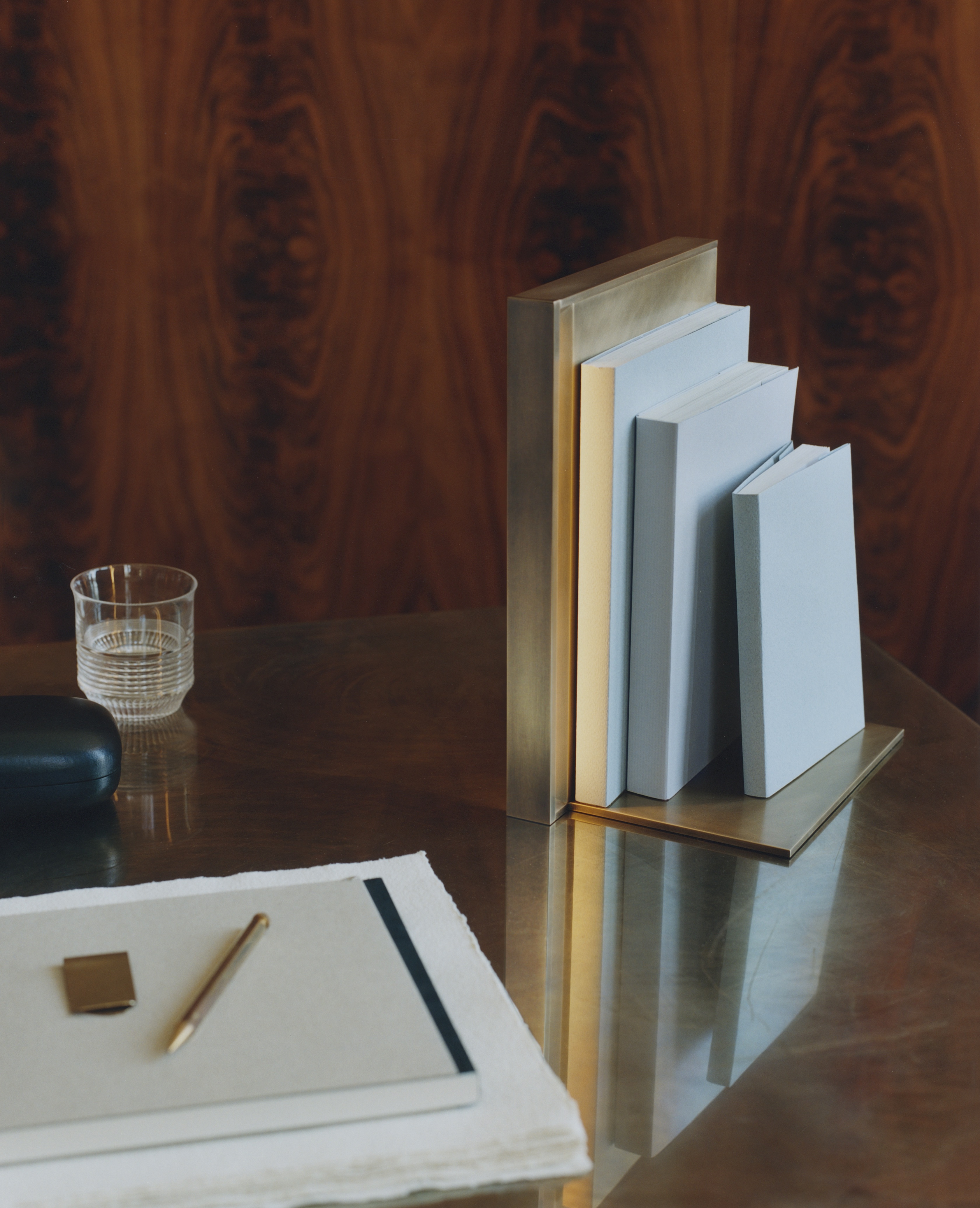 Books on deks with light