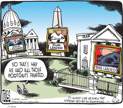 Political cartoon U.S. Trump Washington DC portraits