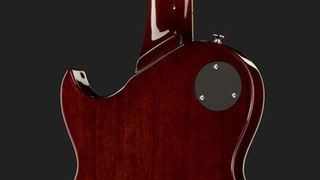 The neck heel is contoured at an angle for enhanced upper-fret access.