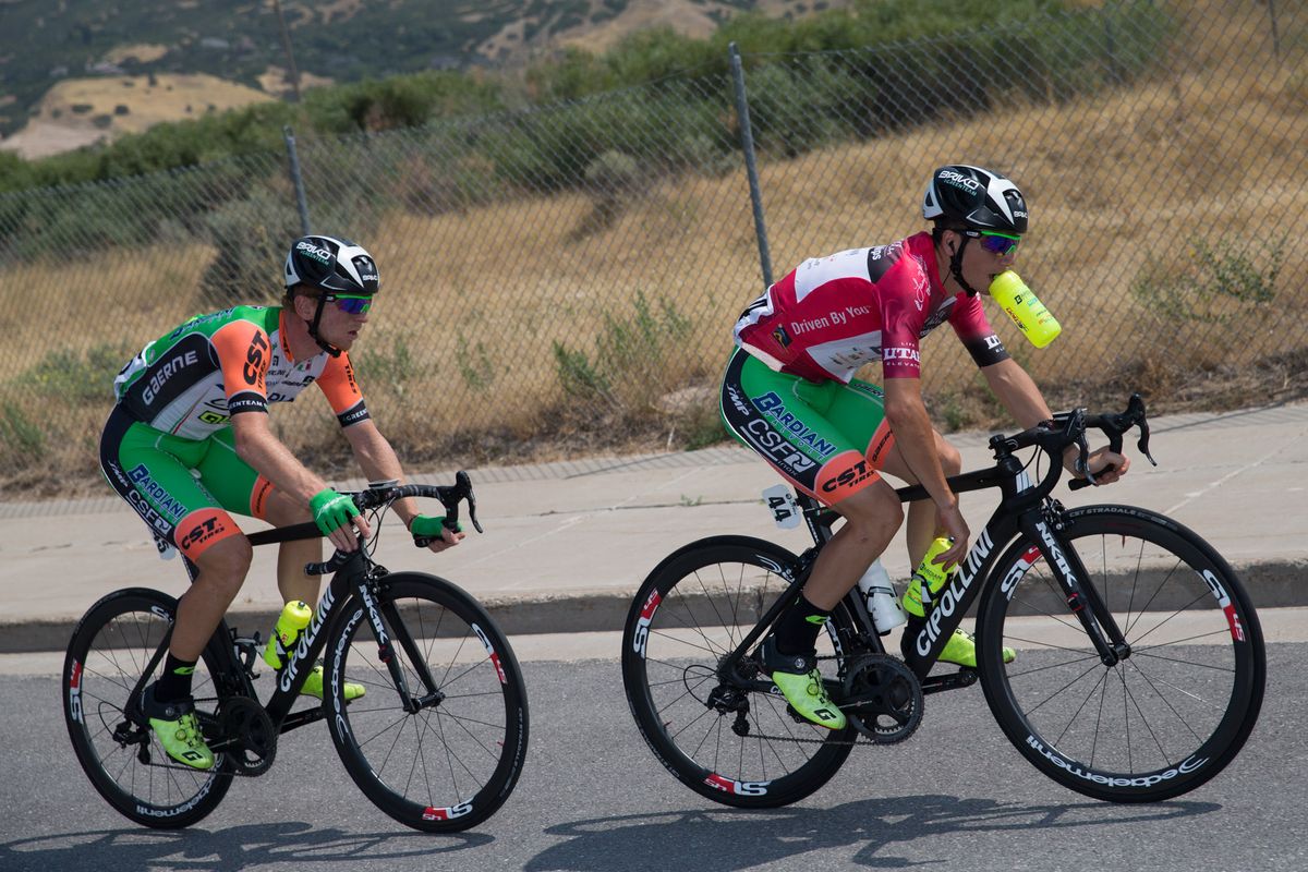 Lorenzo Rota in the jersey he won on stage 4 as most aggressive rider