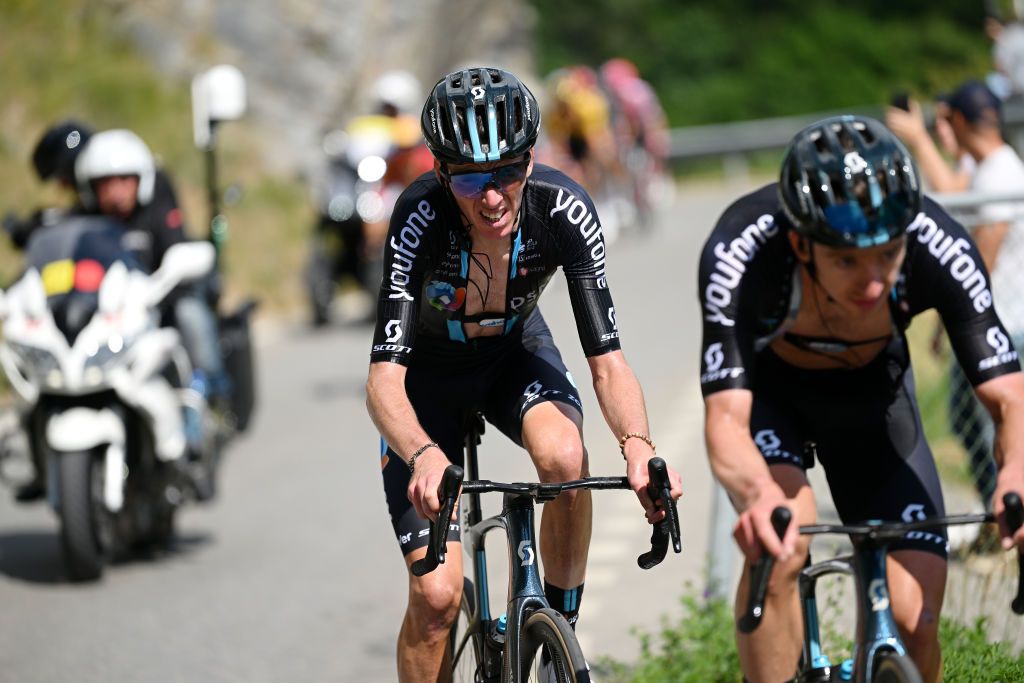 LEUKERBAD SWITZERLAND JUNE 14 Romain Bardet of France and Team DSM competes during the 86th Tour de Suisse 2023 Stage 4 a 1525km stage from Monthey to Leukerbad 1367m UCIWT on June 14 2023 in Leukerbad Switzerland Photo by Dario BelingheriGetty Images