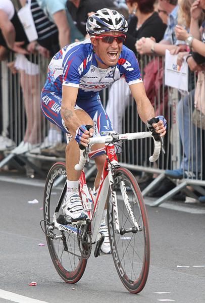 Kolobnev shows the strain coming into the final corner.