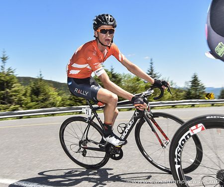 Winner Sepp Kuss (Rally Cycling) on the climb to the top of Mont-M&eacute;gantic