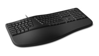 Microsoft Ergonomic Keyboard against a white background