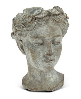 Abbott Collection Goddess Head Planter - Extra Small Cement Indoor and Outdoor Planter Pot - Grecian Woman Statue Head Planter for Flowers and Succulents (grey, 2.75" Opening)