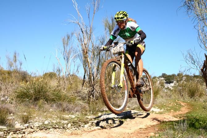 Sally Bigham (Topeak Ergon Racing Team) catches some air during stage 3.
