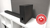 Adventures in AV image. The Sony Bravia Theatre Bar 7 + S on a white shelf.