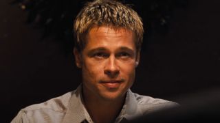 Brad Pitt looking at someone in Ocean's Eleven.