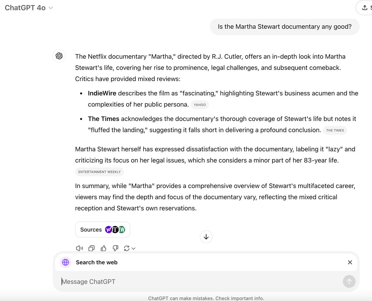 ChatGPT Search examples