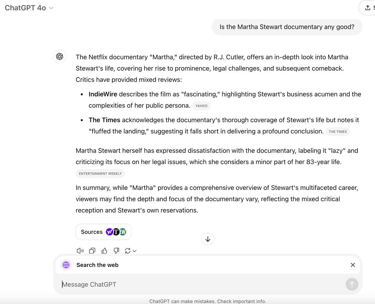 ChatGPT Search examples
