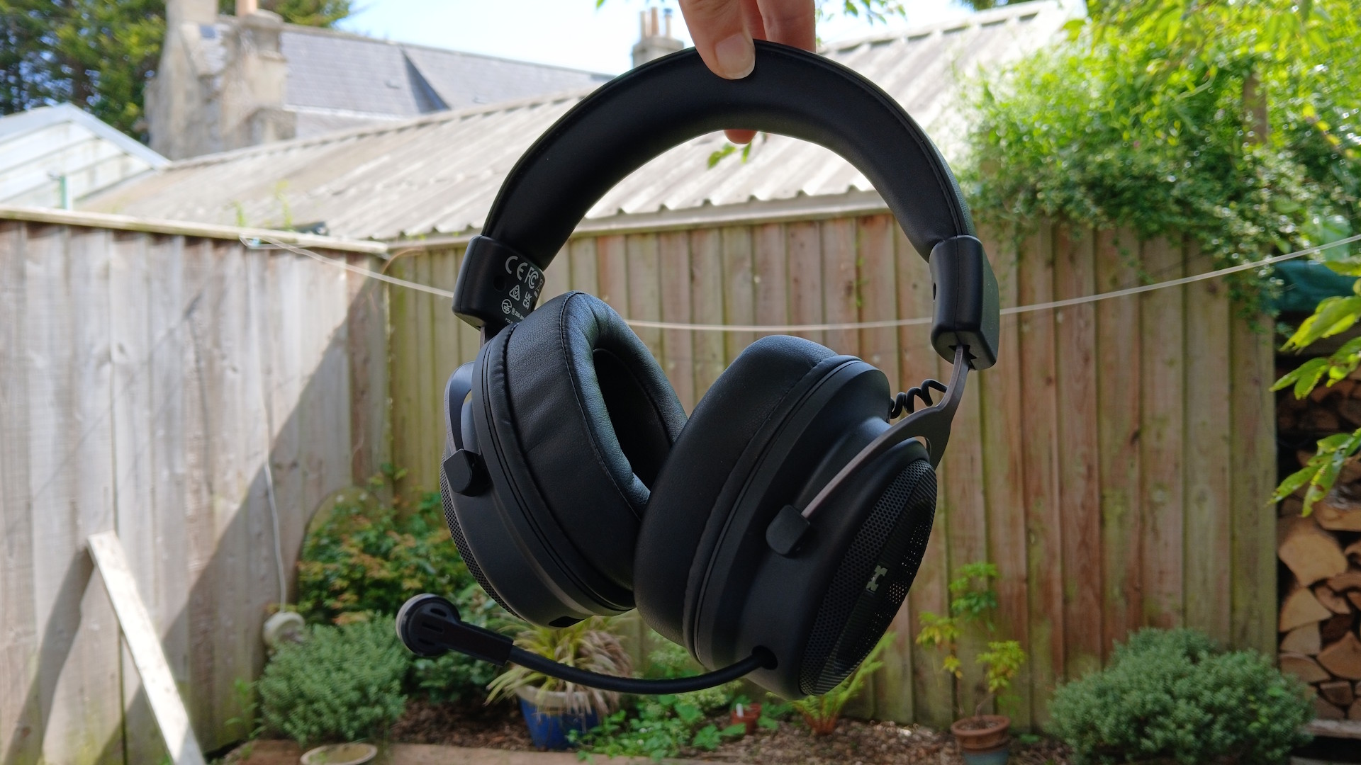 A PowerColor gaming headset outside and on its packaging.