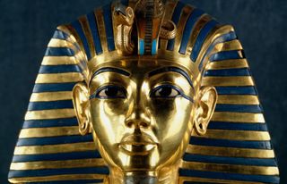 Funerary mask of Tutankhamun, gold, lapis lazuli, carnelian, quartz, obsidian, turquoise and glass paste, from the Tomb of Tutankhamun.