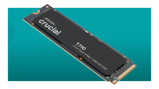 The Crucial T710 1 TB SSD floats in the teal PCG deal void.
