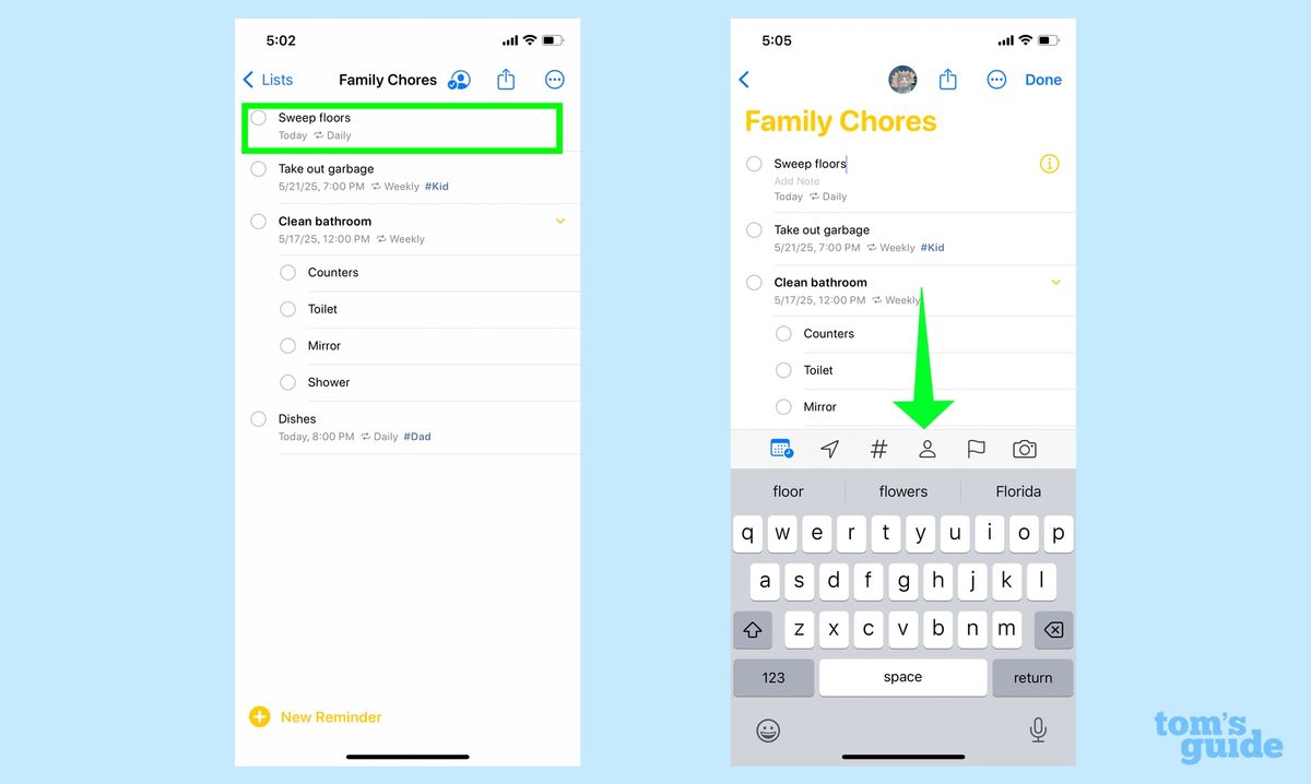 How to share and assigns tasks in reminders on your iPhone | Tom's Guide