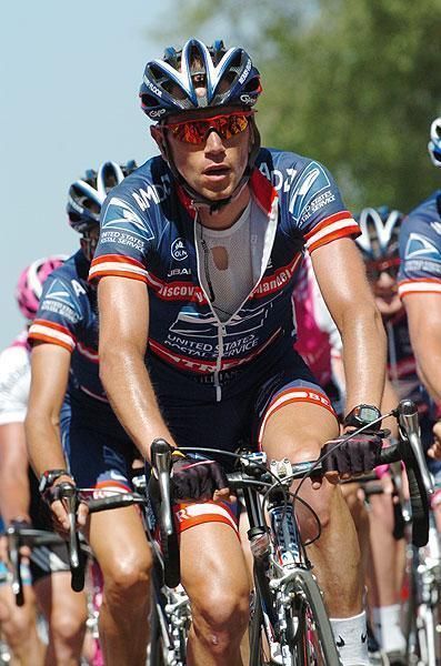 Jose Azevedo rides on the front for US Postal.